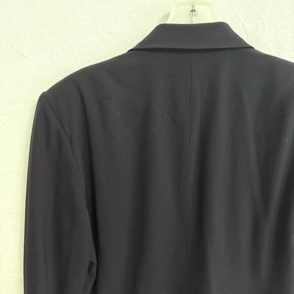 Vintage Austin Reed Blazer Women 14 Black Gold Buttons Wool Double Breast Work - Picture 9 of 9